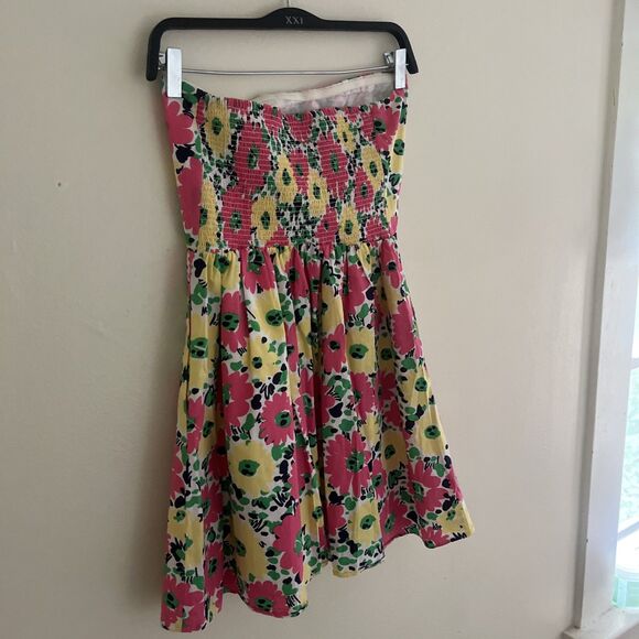LILY PULITZER Strapless Floral Doodle Bug Daisy Dress, Pink/White/Yellow- Sz 8 - Picture 9 of 9